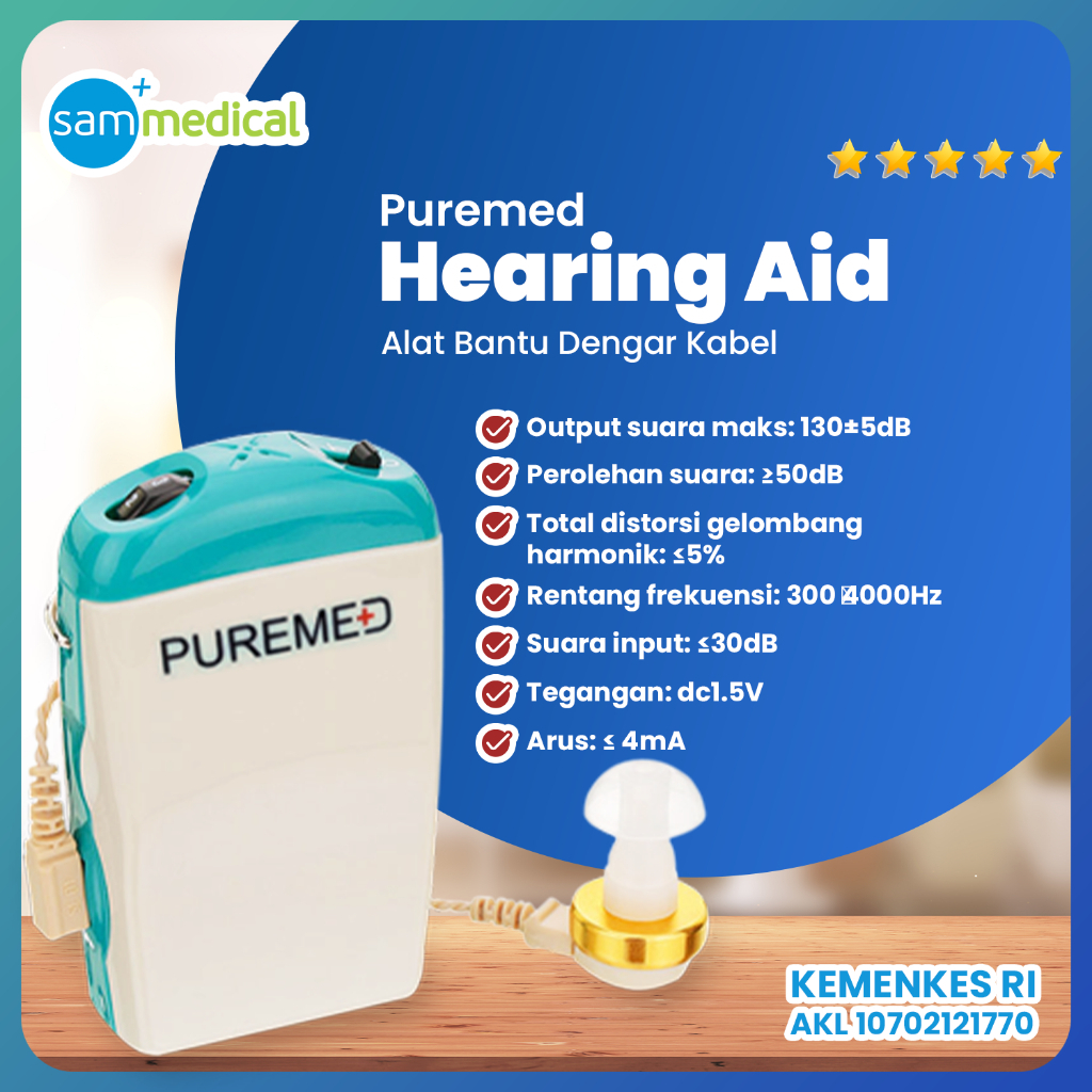 Puremed Hearing Aid PRM Cable / Alat Bantu Dengar Kabel / Alat Bantu Dengar Telinga Orang Tua