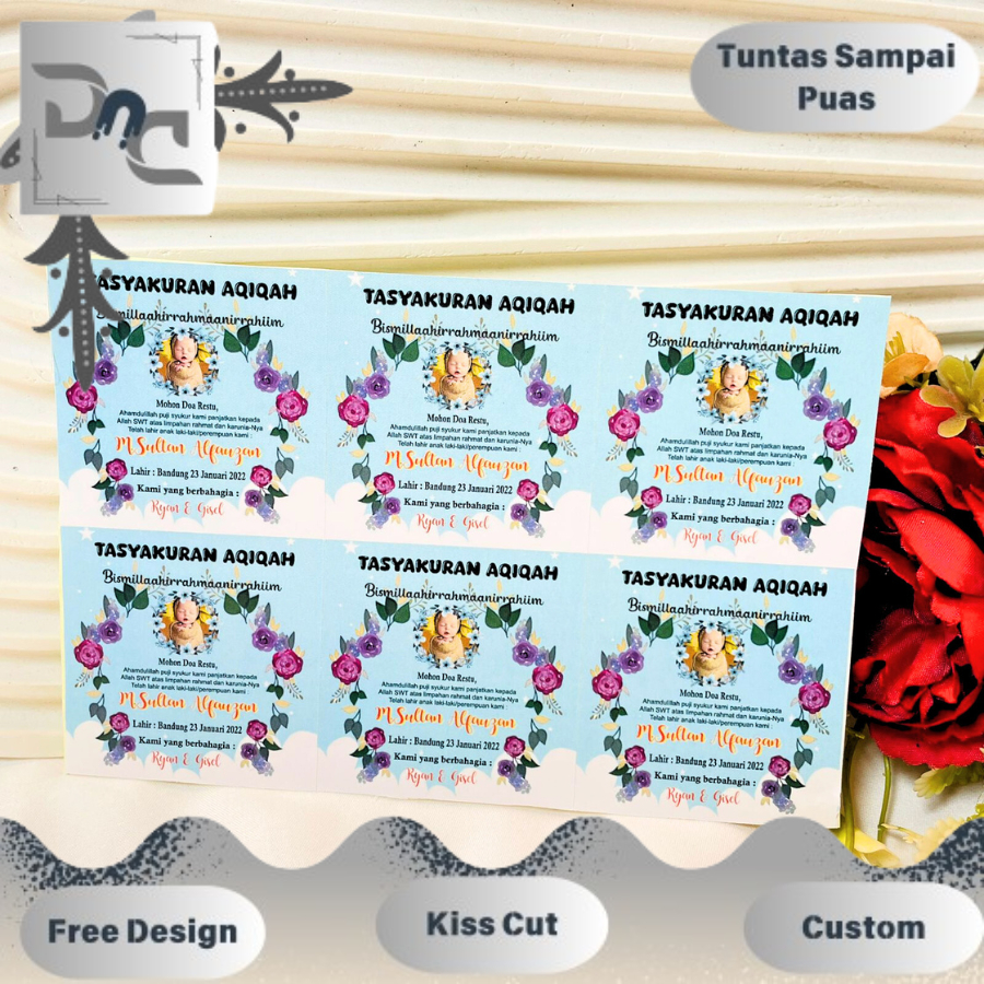 

2-4 Stiker Tasyakuran Aqiqah Bayi Sticker Syukuran Qiqah Ikkah Iqqah Anak Bentuk Kotak Dnd