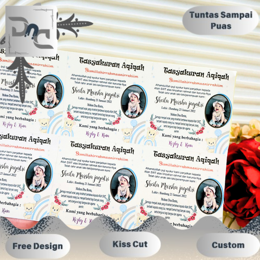 

2-4 Stiker Tasyakuran Aqiqah Bayi Sticker Syukuran Aqiqah Acara Aqiqah Anak Kotak Uk.Kecil Dnd