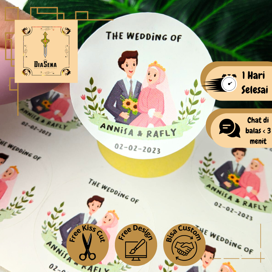 

2-4 Stiker Wedding Souvenir Sticker Custom Diasena Ucapan Nikah