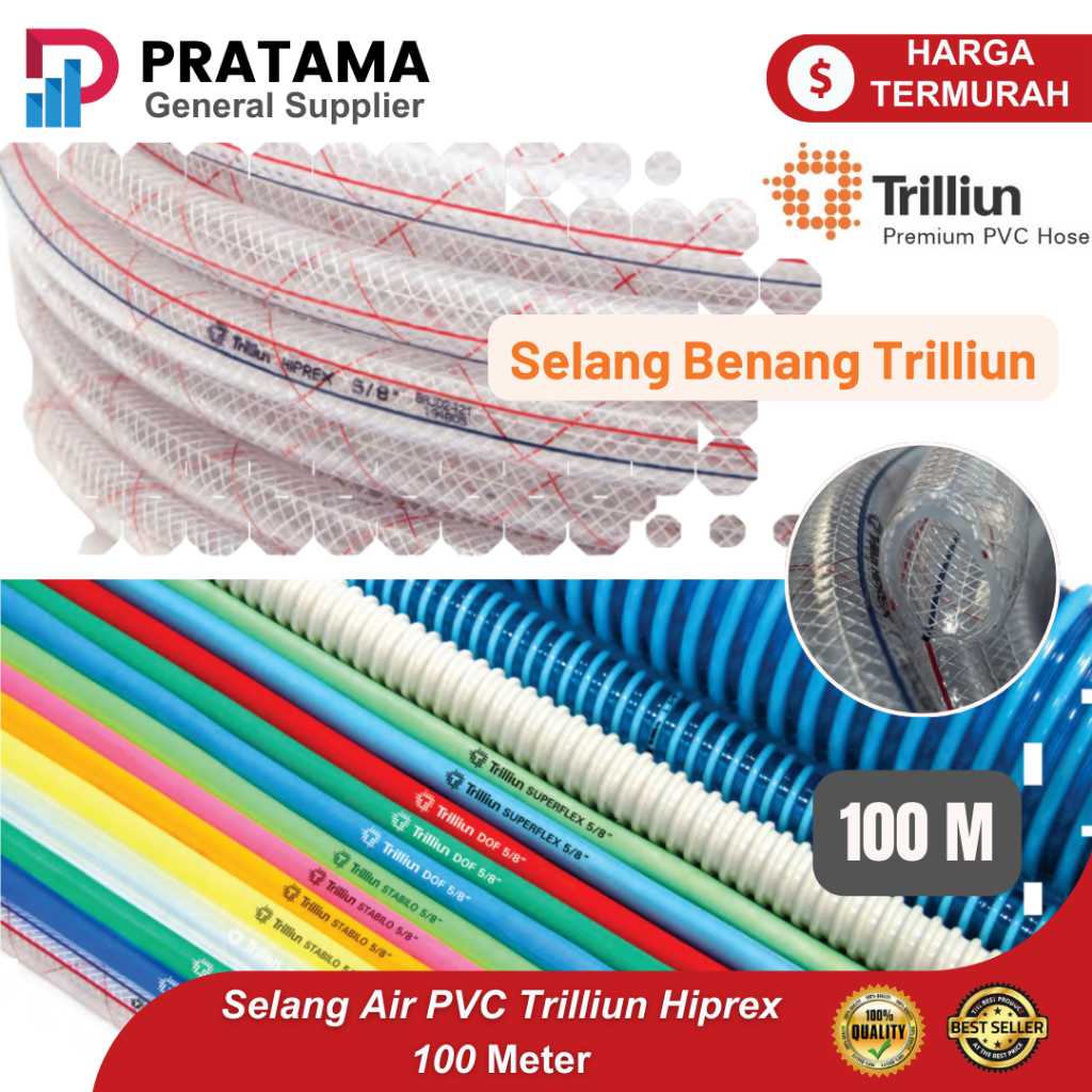 Selang Benang Trilliun - Selang Air PVC Trilliun Hiprex 1/4" Inch - 100 Meter