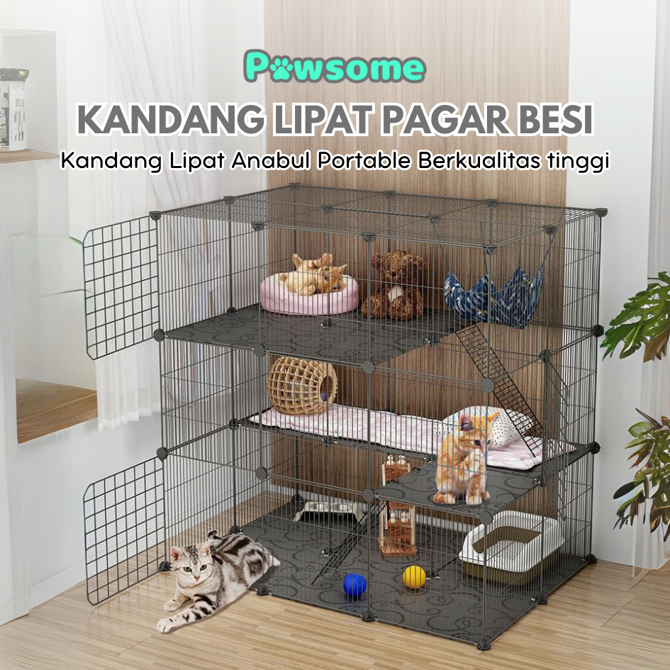 Kandang Hewan Peliharaan - Kandang Kucing - Kandang Anjing Pagar Besi - Pet Cage Stackable Pet Fence