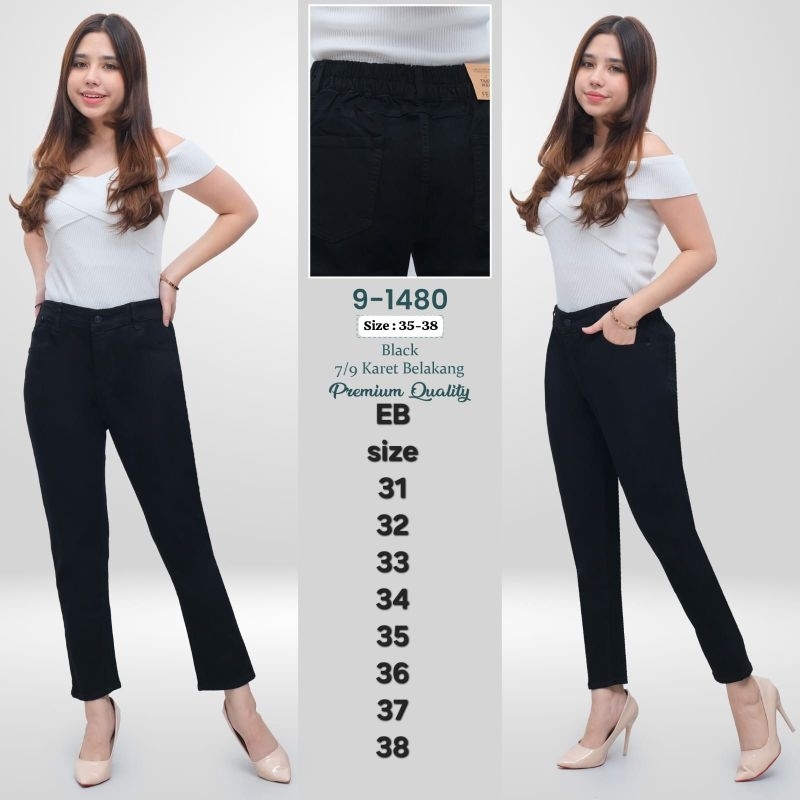 CELANA FELINO JEANS WANITA HITAM STRECH