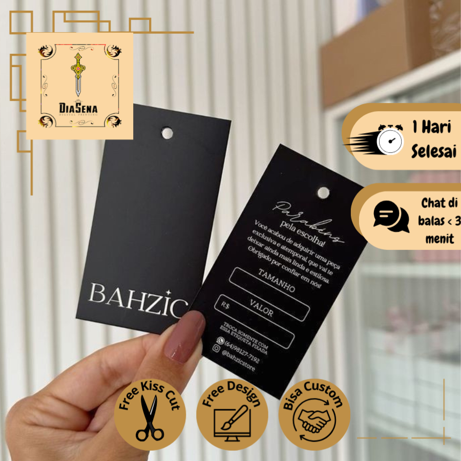 

4 8-15 Hang Tag Custom Label Baju Hangtag Hijab Jilbab Pakaian Thrift