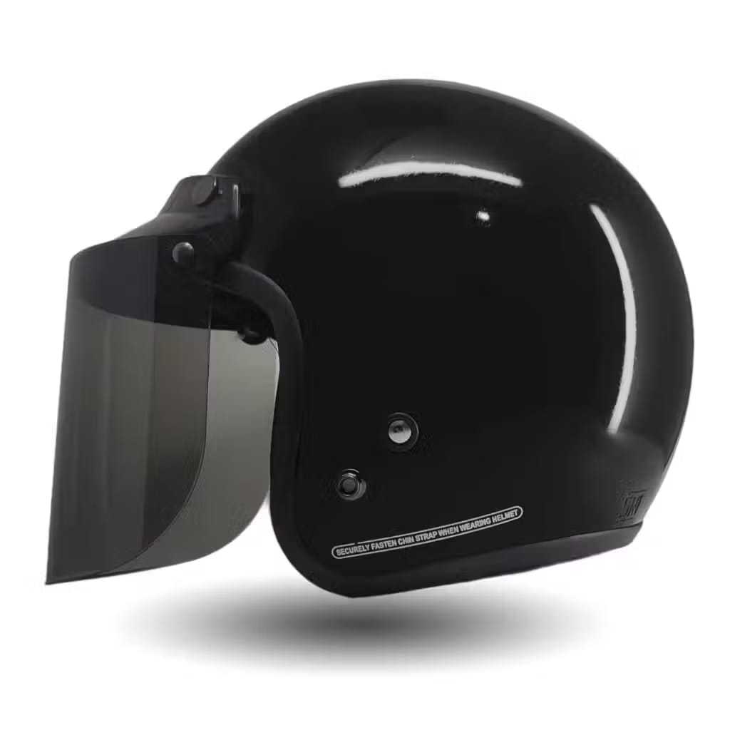 Helm Retro Bogo Warna Pastel Dewasa Pria Wanita SNI hitam gloss