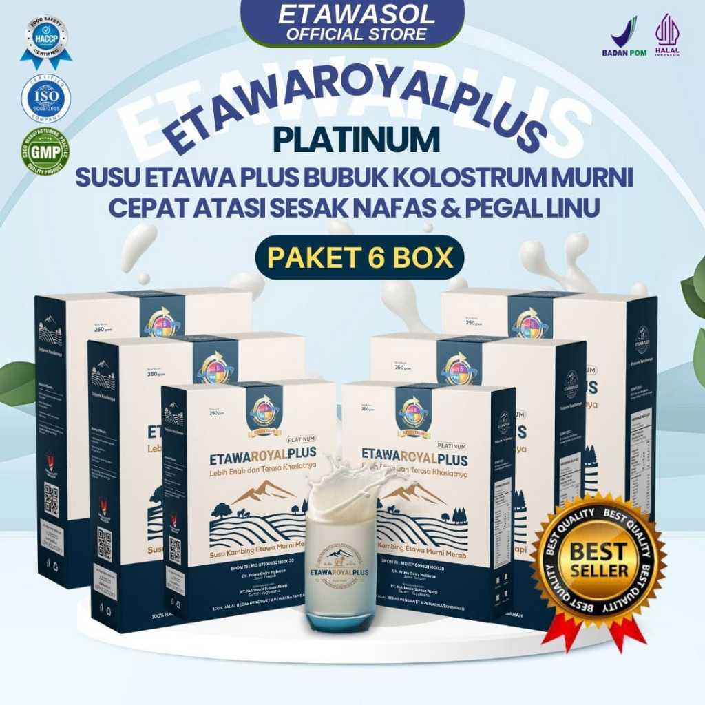 

Susu Kambing ETAWAROYALPLUS Platinum - Untuk Sesak Nafas dan Nyeri Dada - Kemasan 250gr Paket 6 Box