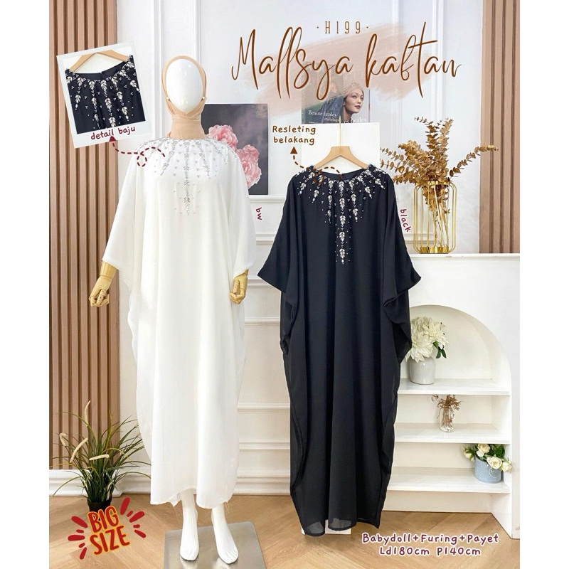 Marsya Kaftan | Ied Series - Gamis Dress Hitam Dress  Lebaran Muslim Wanita Dewasa Remaja