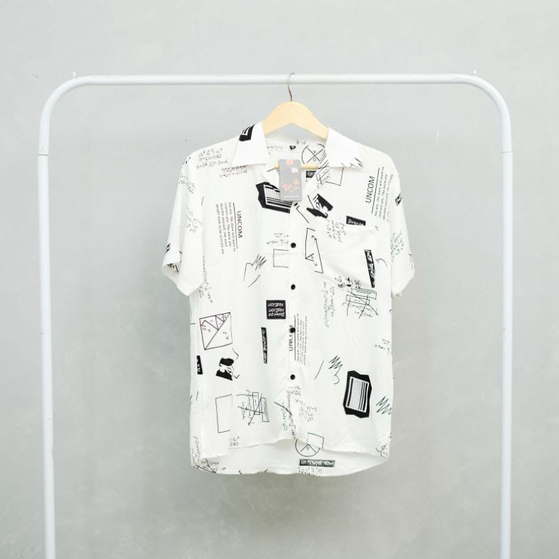 Kemeja Putih Motif Abstrak/kemeja pria