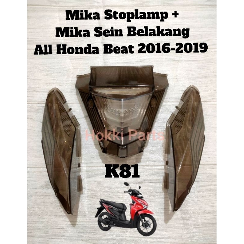 Mika Stoplamp dan Sein Belakang Honda Beat New Eco Fi Street eSP K81 2016-2018 Warna Smoke/Reyband