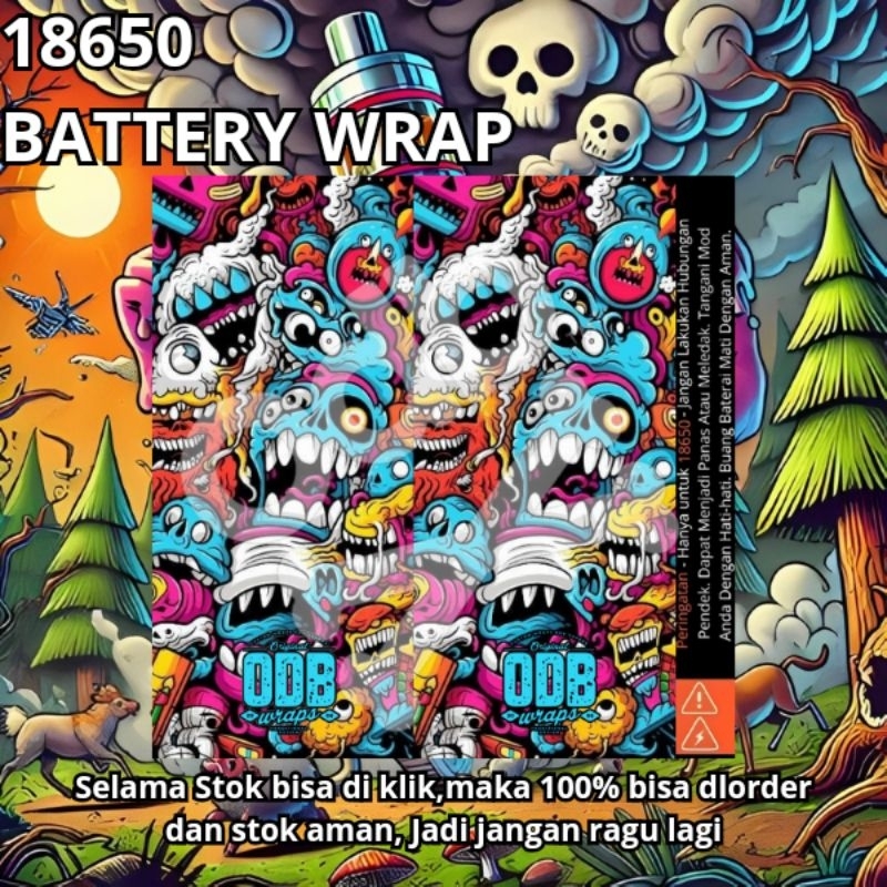 Holdingskyy - Skin Stiker Wrap Baterai 18650 Motif Monster Wrap V1 Full Desain Untuk Melindungi Dan 