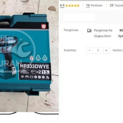 

Bor Baterai HP 333 DWYE MAKITA Impact Bor Charge 12 V Bor Cordless 12V