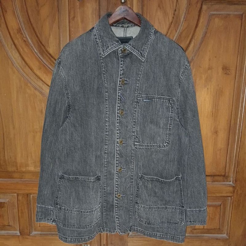 PRELOVED AVIREX Jaket Jeans Pria Smoke Grey Bigsize LD 110+