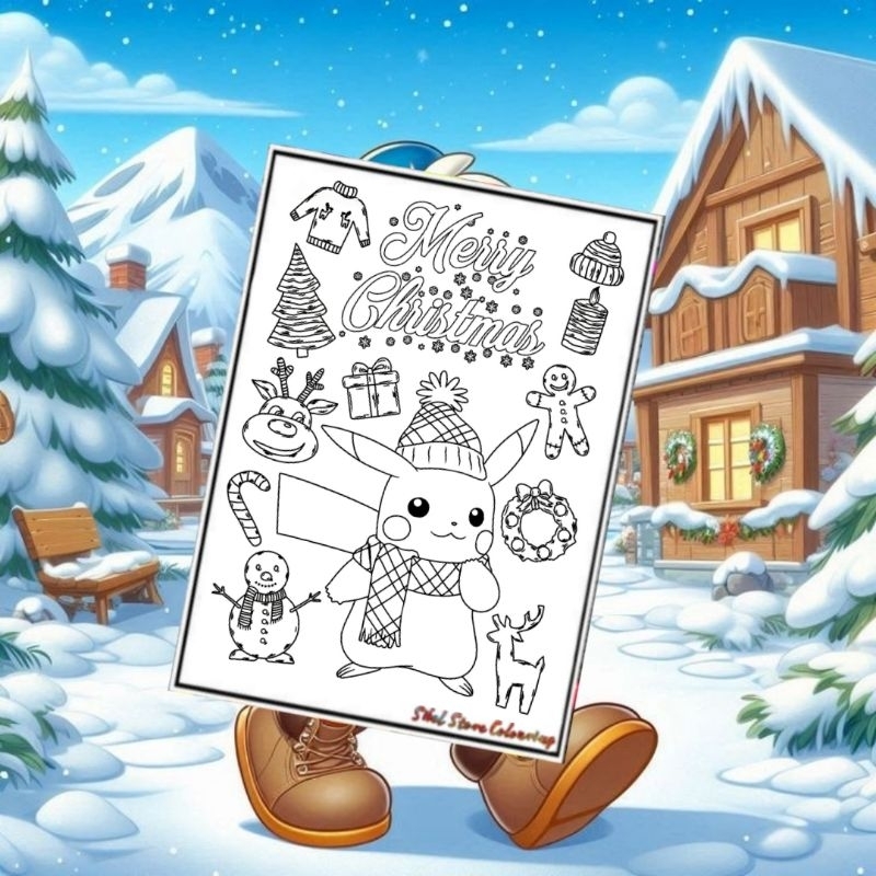 

Kertas Mewarnai Anak Tema Natal / Christmas Edisi Spesial Kartun Karakter Lucu / Kertas Gambar (20 Lembar) / Kertas Mewarnai Anak TK / PAUD / SD