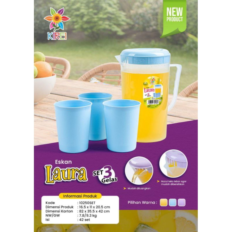 ESKAN LAURA + GELAS DAN ESKAN YOLANDA + GELAS, TEBAL DAN KUAT