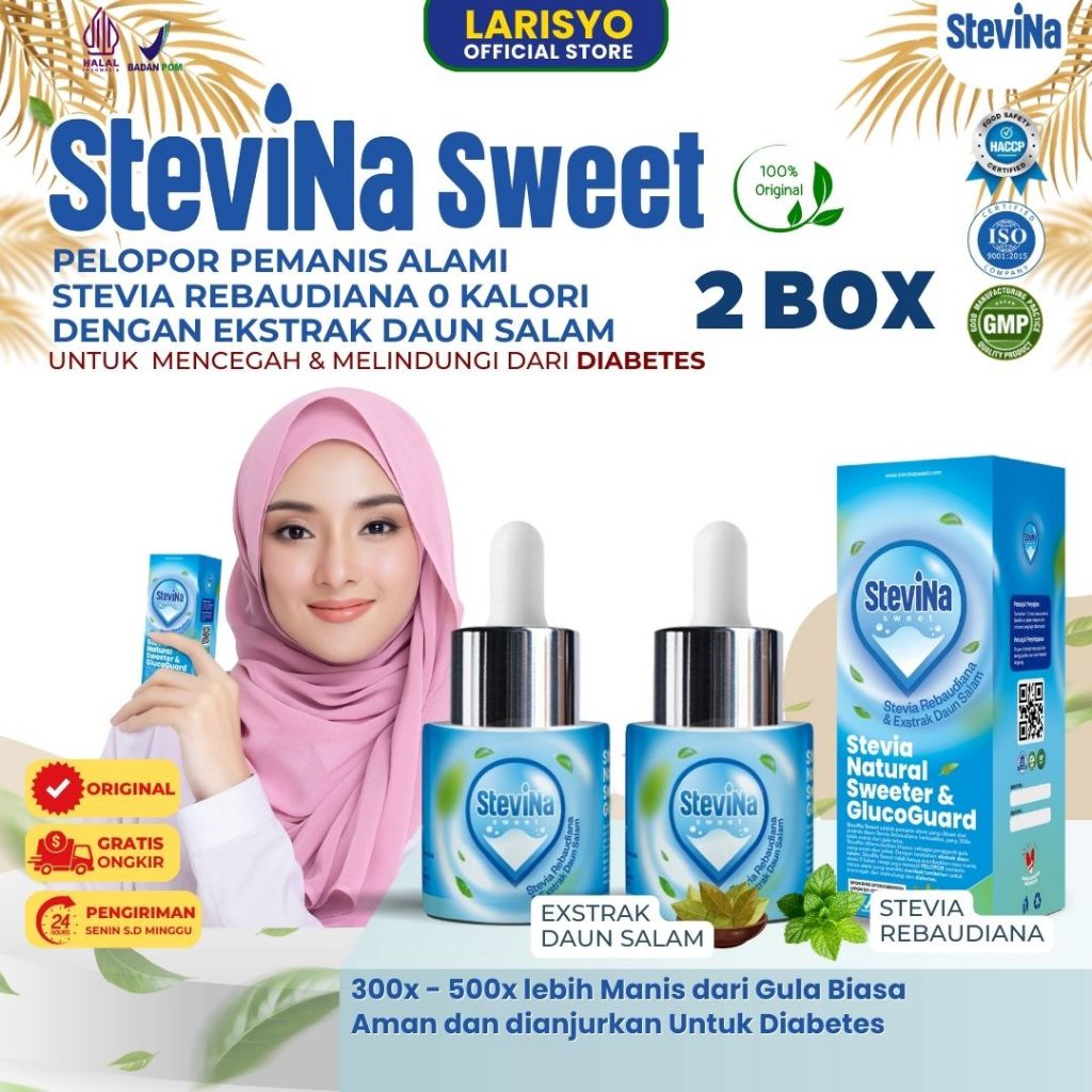 

Stevina Sweet Pemanis Alami 0 Kalori plus Herbal Daun salam Pengganti Gula Untuk Menjaga Berat Badan Ideal Kemasan 2 Botol 15ml