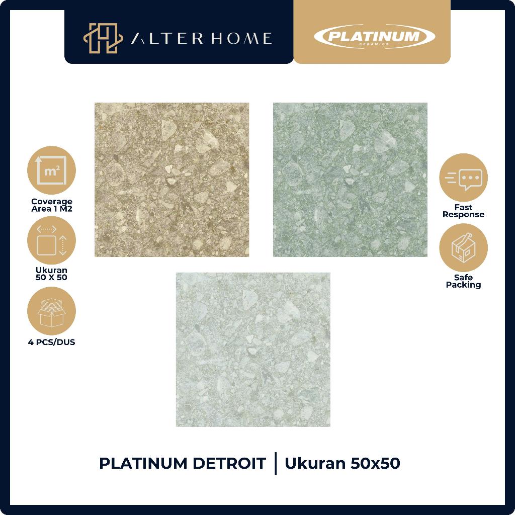 KERAMIK LANTAI KAMAR MANDI CARPORT / MOTIF BATUAN / PLATINUM DETROIT / 50x50 CM