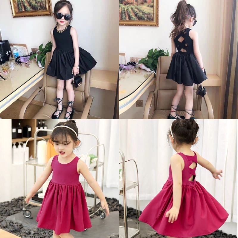 NishsyaShop||Dress hitam & Merah mawar/ Ball gown mini dress/Fashion N-003