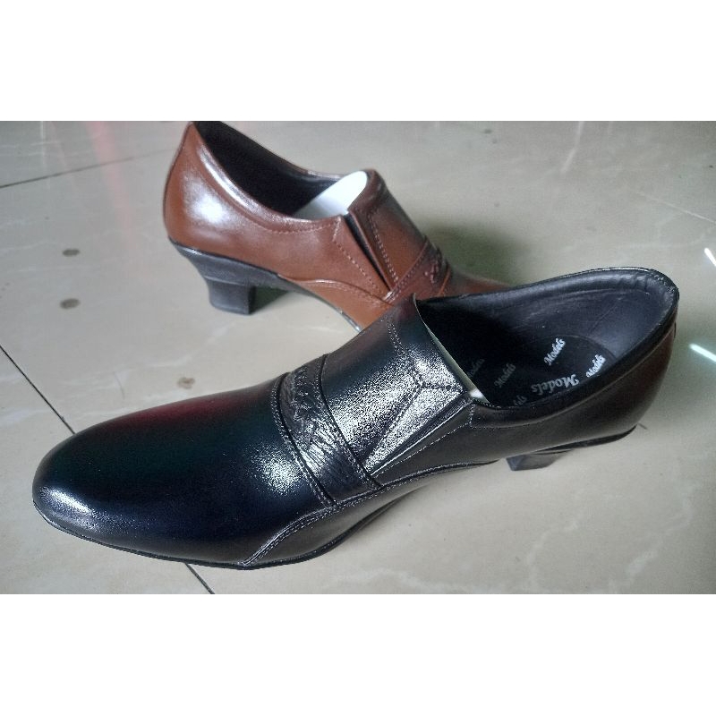 Sepatu KULIT pantofel wanita hak 5cm
