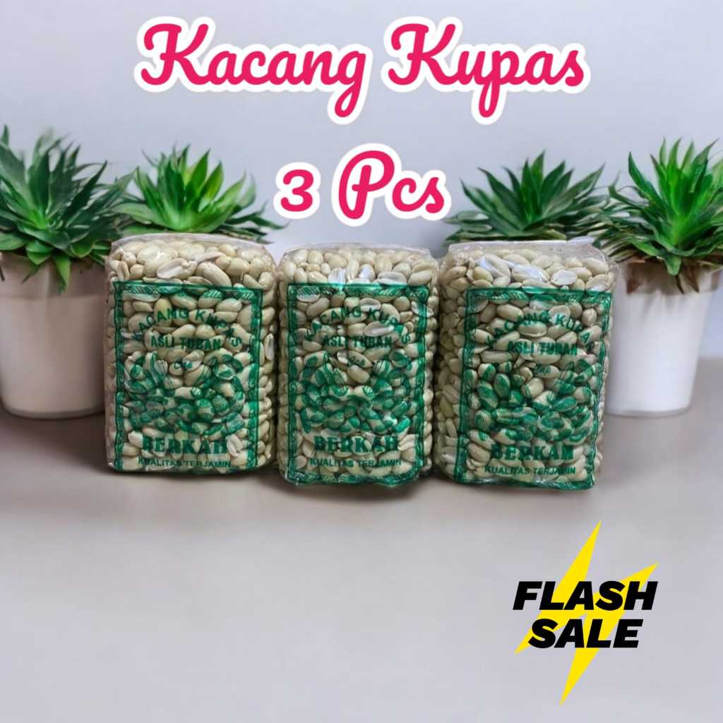 

3 Bungkus Kacang Kupas Tuban +-350g Terlaris Food Snack cemilan