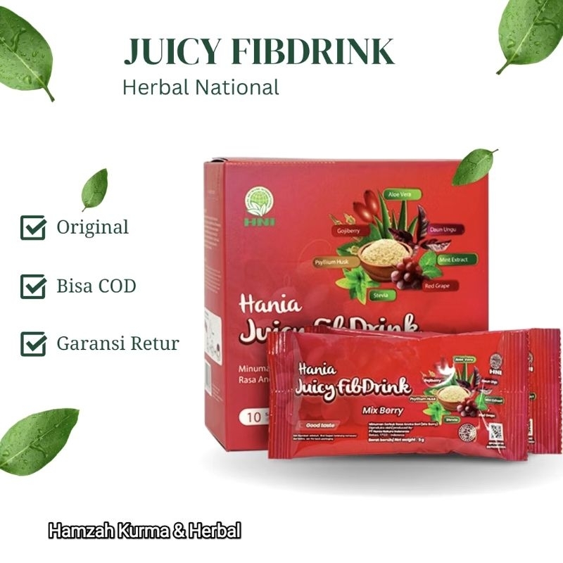 

Hania juicy fibdrink mix berry I HNI HPAI - Minuman Serbuk Herbal l Menjaga kesehatan Usus dan Pencernaan