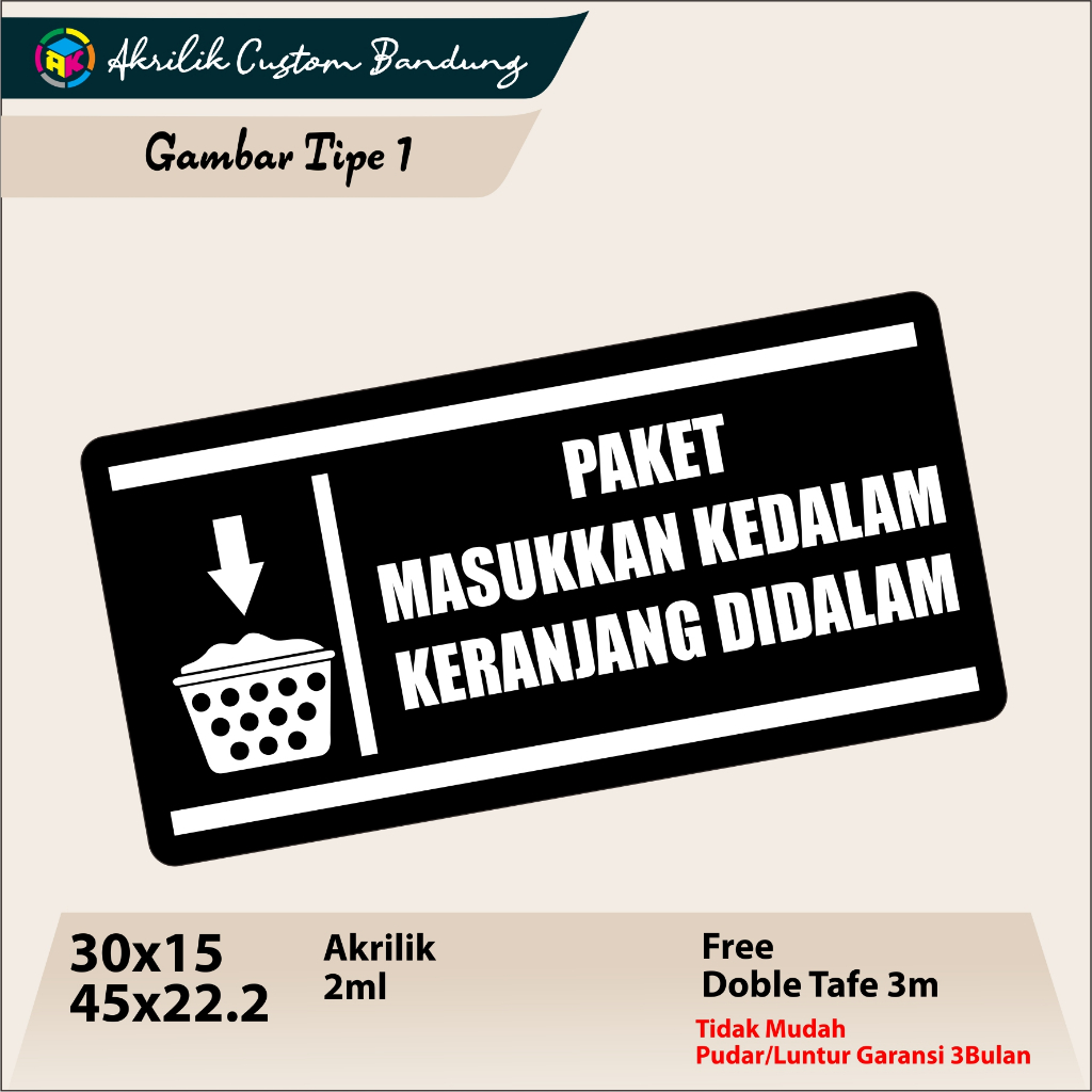 

Zyd Sign Akrilik Tolong letakkan paket ke dalam sini akrilik intruksi meletakan paket kurir tipe 1