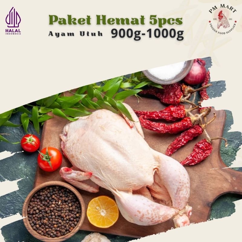 

Paket Hemat 5pcs" Ayam Frozen perpcs 0.9kg super Hemat setok Aman sepekan