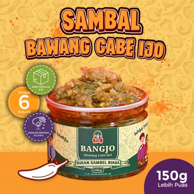 

SAMBAL WEBY - Sambal Bawang Cabe Ijo (BANG JO) Enak dan Nagih - Sambal Bawang Merah isi150gr - 100% Halal & Sudah BPOM