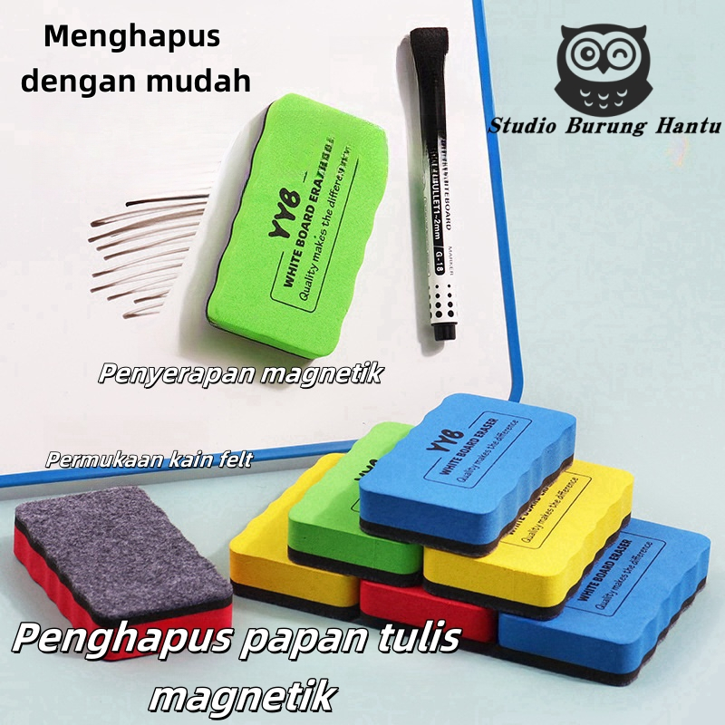 

Whiteboard Eraser Penghapus Papan Tulis Putih Magnet Dapat diserap di papan tulis （Warna acak dikirimkan）