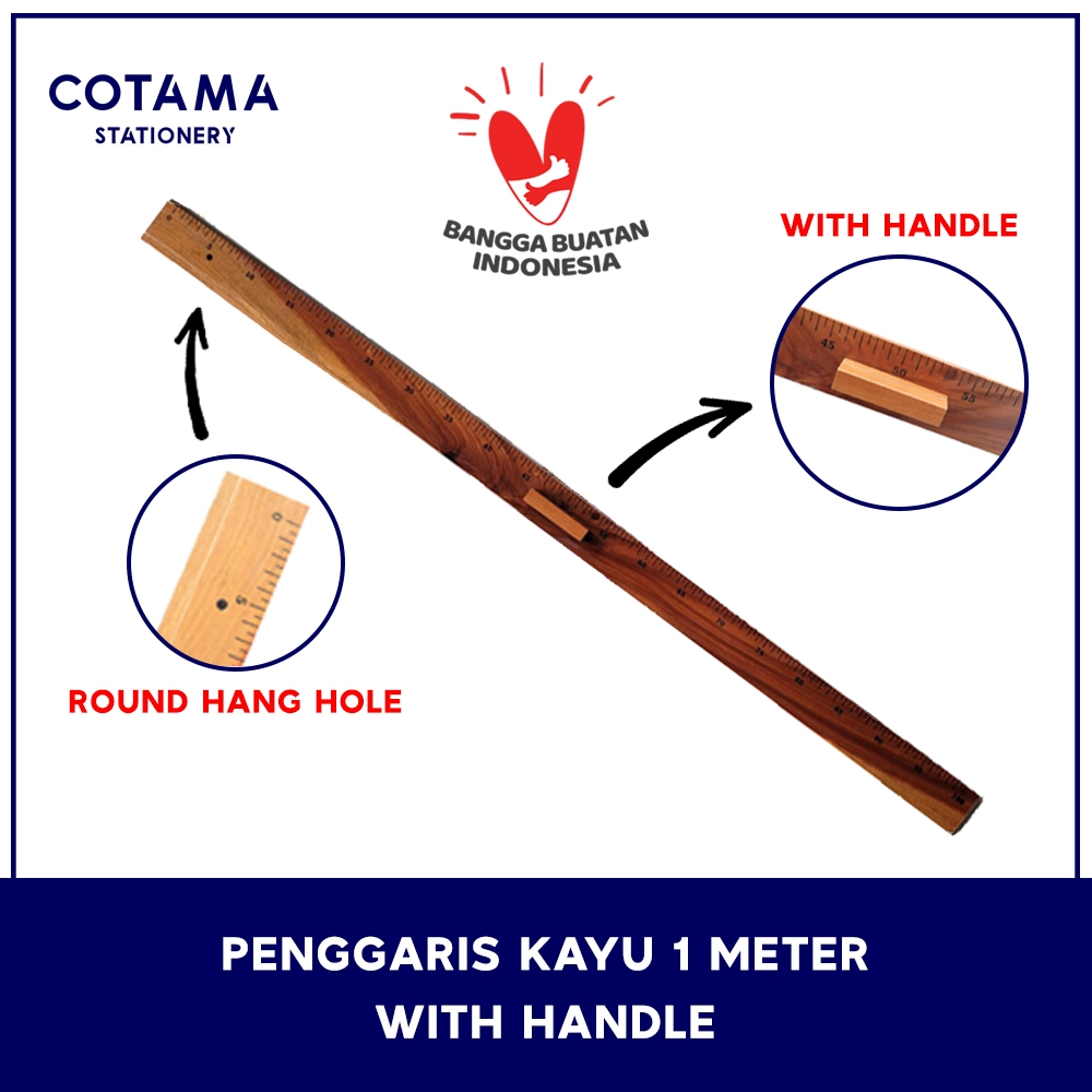 

Penggaris Kayu Papan Tulis Panjang 1 meter / 100 cm dengan Handle