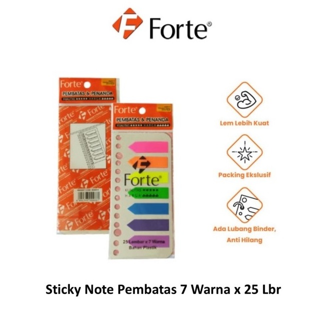 

Forte Sticky Note Pembatas / Penanda 25 lembar x 7 warna - Plastik