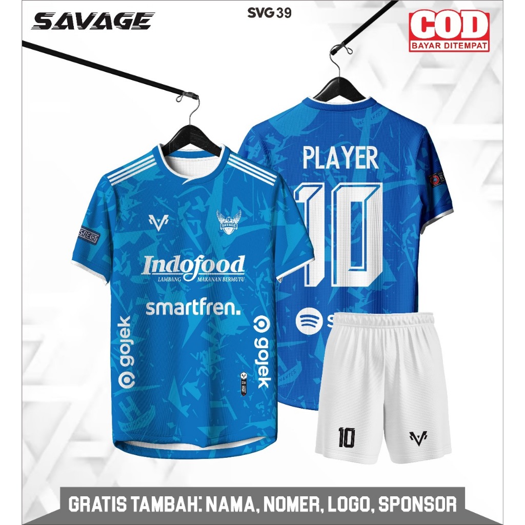 JERSEY FUTSAL CUSTOM NAMA + NOMOR WARNA BIRU FULLPRINTING UKURAN ANAK DEWASA CEWEK COWOK BAGUS KEREN