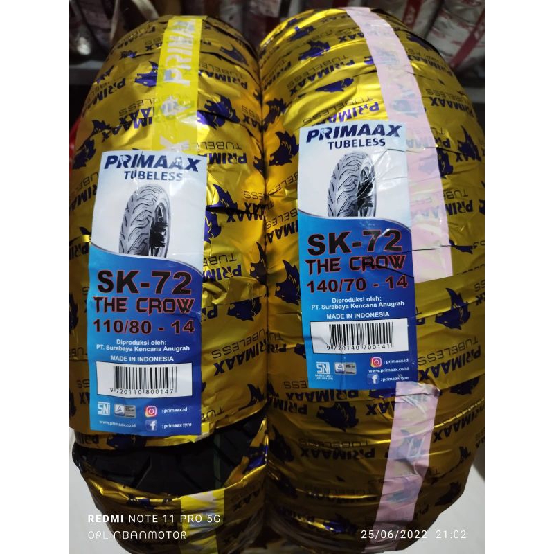 BAN SET PRIMAX SK72 AEROX/BAN LENGKAP YAMAHA AEROX/BAN KOMPLIT PRIMAX SK72 AEROX/BAN LENGKAP NEW AER