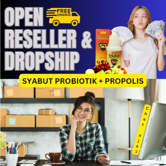 

OPER RESELLER & DROPSHIP Syabud tanpa stok barang Pribiotik + Propolis untuk segala kebutuhan stamina penyakit jaga kesehatan