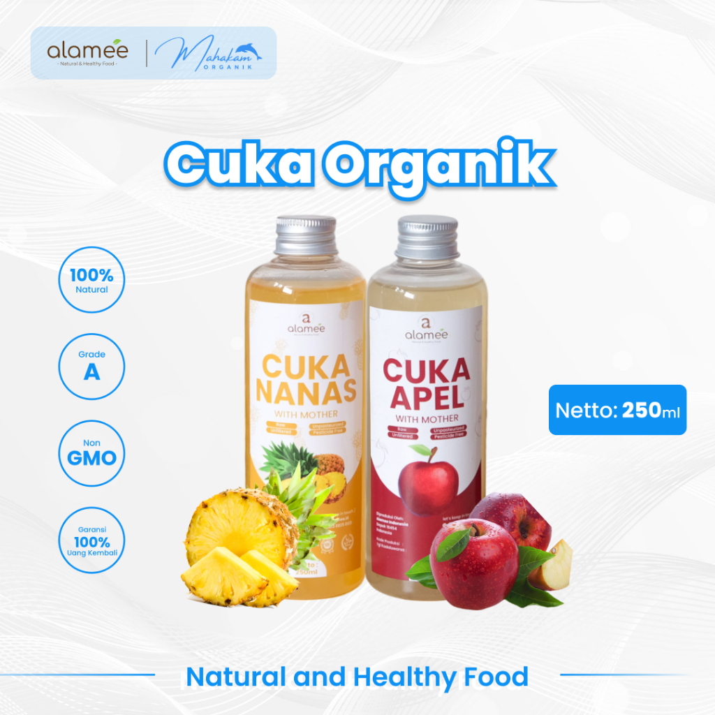 

ALAMEE Cuka Apel 250 ml Apple Cider Vinegar Nanas Organik Pineapple
