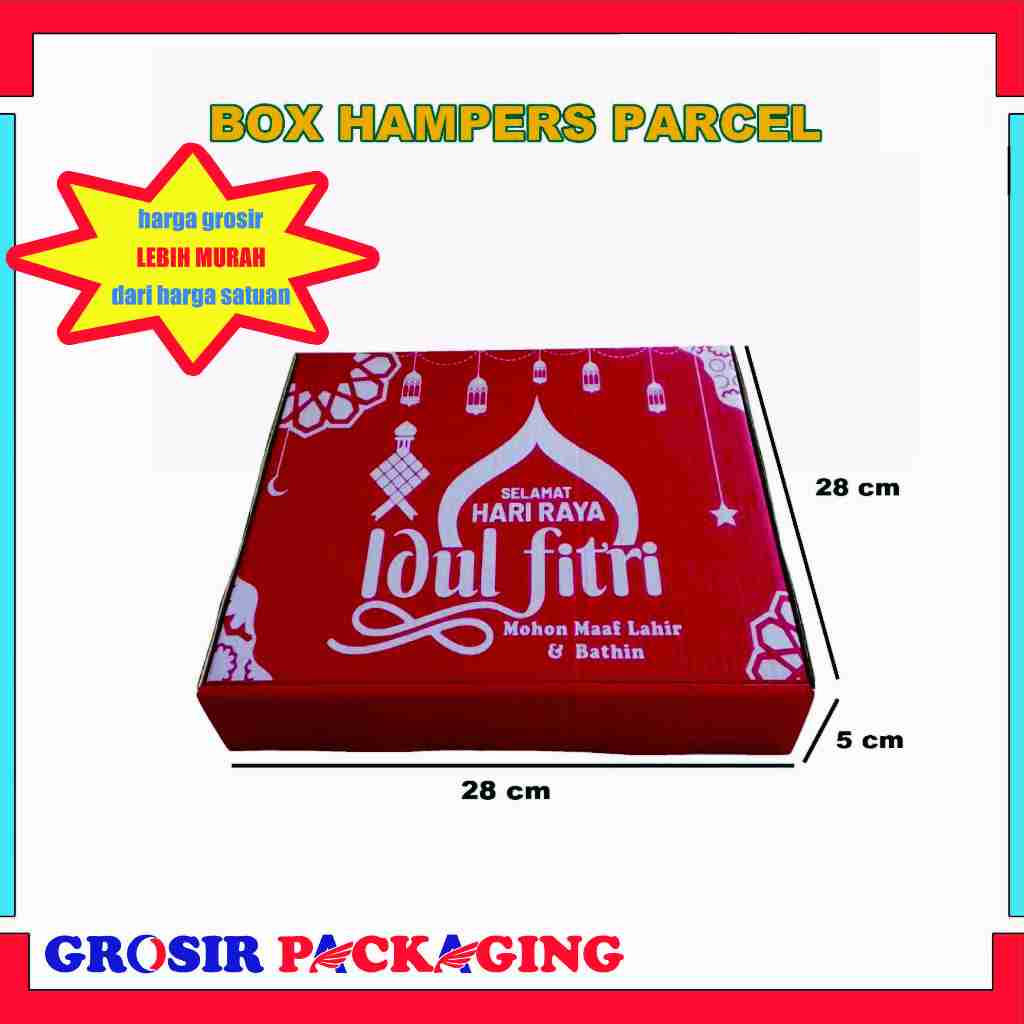 

Box Eidul Fitri 28x28x5 Cm / Box Kue Kering / Hampers Lebaran merah eid putih