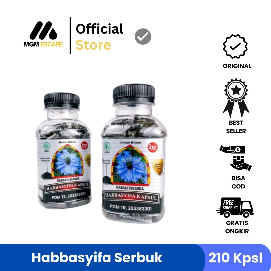 Habbasyifa Serbuk 210 DAN 100 Kapsul Serbuk Habbatussauda Murni Habasyi Jinten Hitam