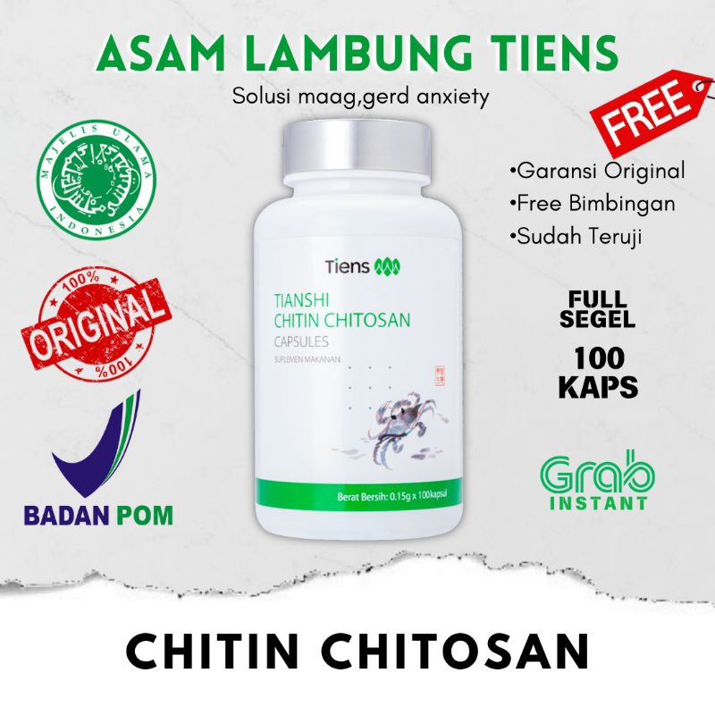 Asam Lambung Serat Shitin | Tianshi Chitin Chitosan China Original Tiens Kapsul |  Maag Gerd - BPOM 