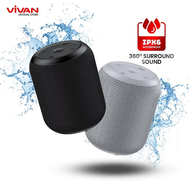 Vivan TWS-VS12 Speaker Bluetooth 5.0 Wireless Audio Portable Mega Bass Waterproof IPX6 Hi-Fi AUX Ori