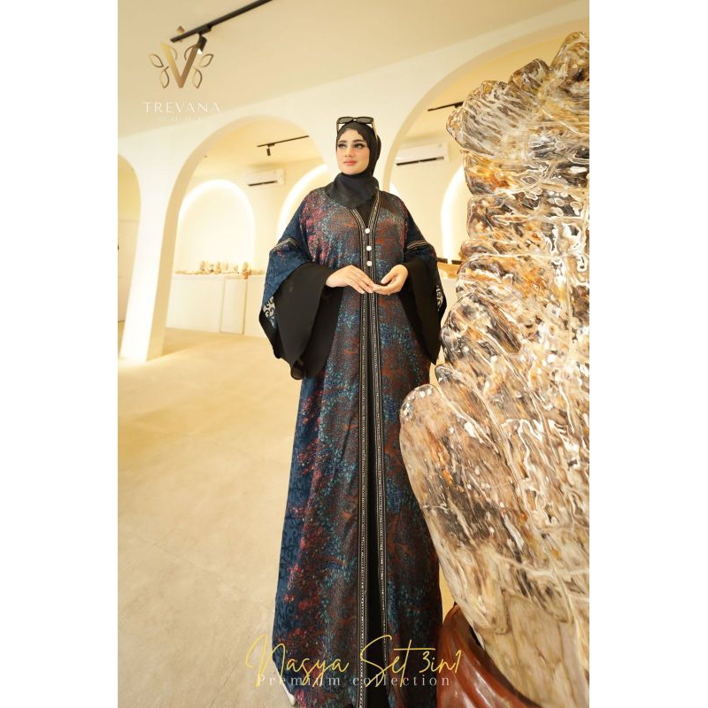 Nasya set scraff 3in1 trevana original✅COD✅ dress gamis terbaru murah mewah elegan