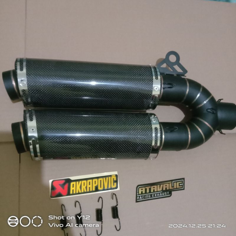 silencer knalpot racing Akrapovic cabang karbon kevlar original inlet 50mm eksoz