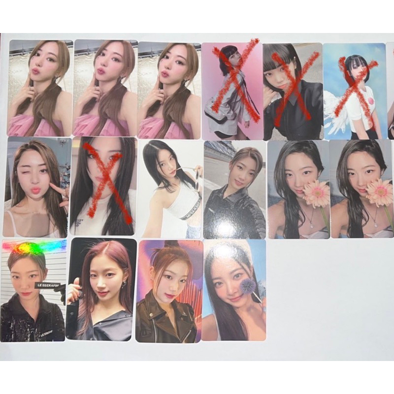 lesserafim yunjin kazuha sakura eunchae antifragile fearless unforgiven pc photocard