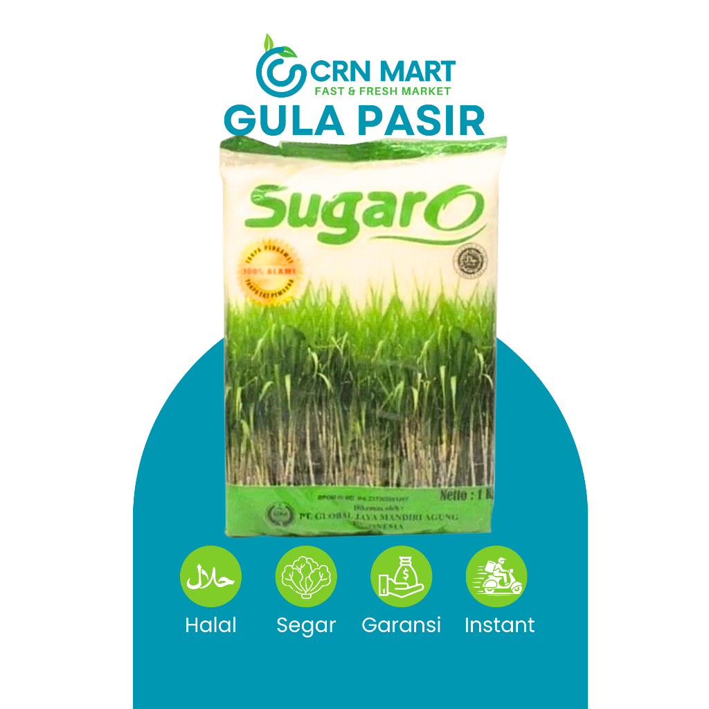 

CRN MART - Sugar O Gula Pasir Putih/Gula Tebu Kemasan 1 kg