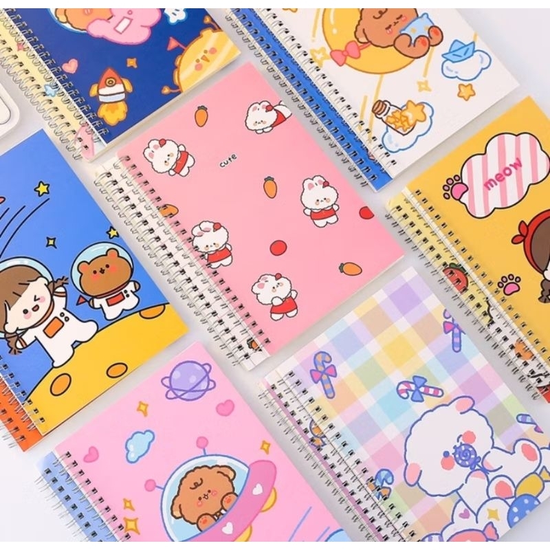 

buku notebook diary buku tulis A5 karakter lucu motif kartun aesthetic buku tulis garis