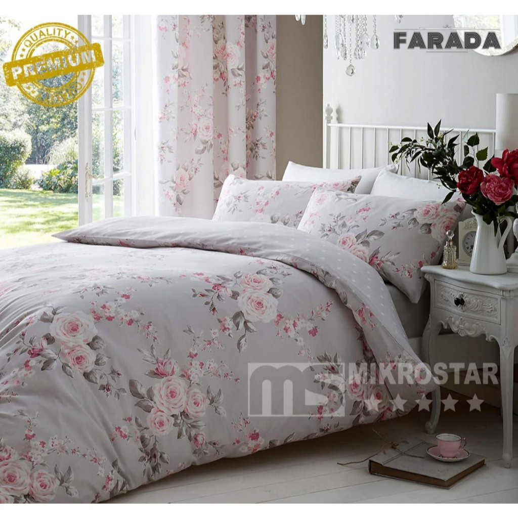 BEDCOVER SET SPREI MOTIF PINK ROSE MIX POLOS [FARADA]