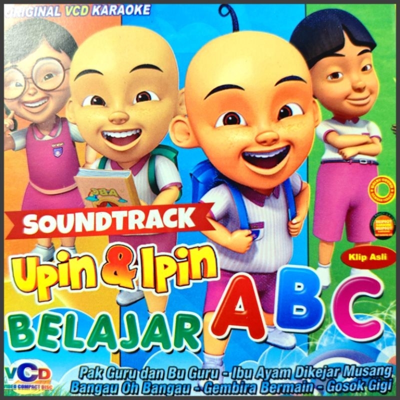 Kaset VCD Musik 18 Lagu Anak Anak Upin & Ipin Album Pilihan Belajar Sambil Membaca ABC