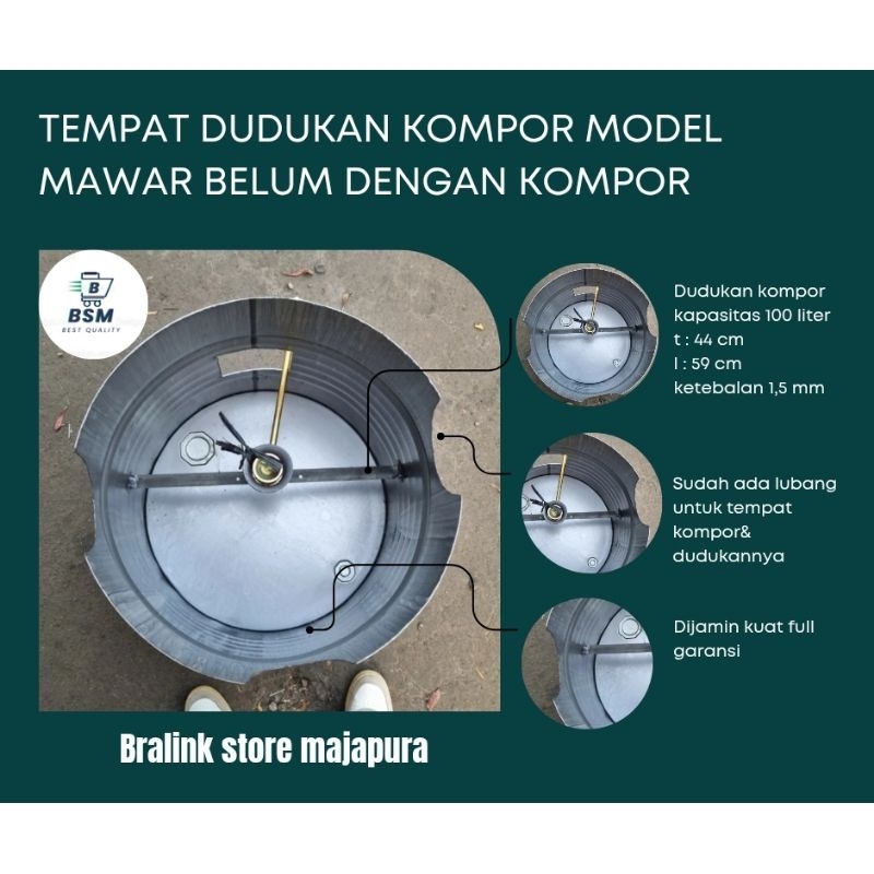 Tempat dudukan kompor model mawar t:44 cm l: 59 cm tebal 1,5 mm murah 100 liter