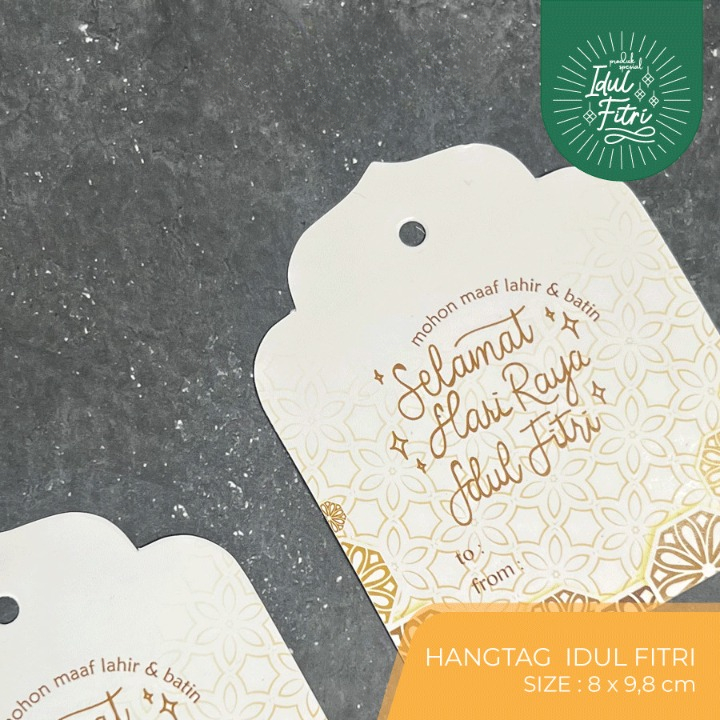 

10 Pcs Hangtag Hampers Label Kado Hari Raya idul Fitri Putih Material Ivory White 270gr Ukuran 8 x 9.8 cm