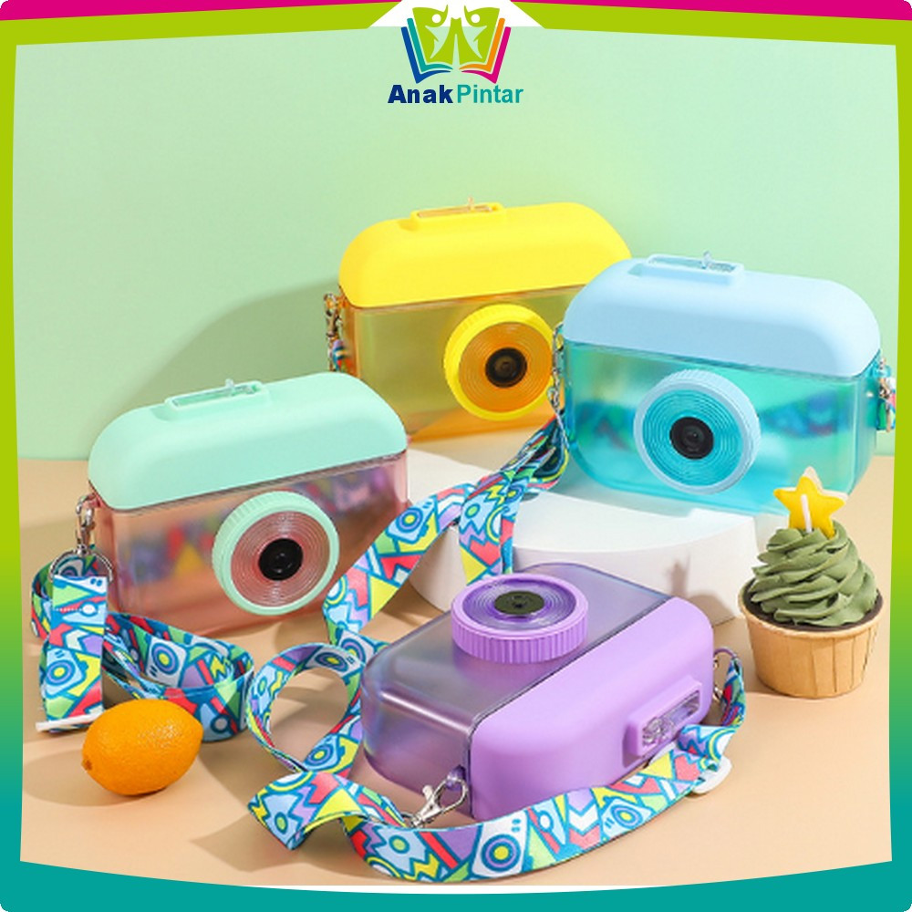 Camera Bottle Tempat Air Minum Balita 400ML dengan Sedotan Tali / Tumbler Kamera Anak TK SD Sekolah 