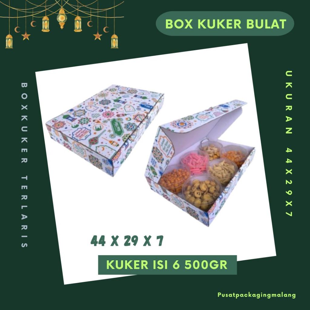 

Box Kuker 44x29x7 (KuKer Toples 500gr Isi 6) Kardus Lebaran/Kue Kering/Box hampers/idul fitri/eid mubarak/Box Kuker/Box Kue Kering/ied Mubarok/Polos/Motif