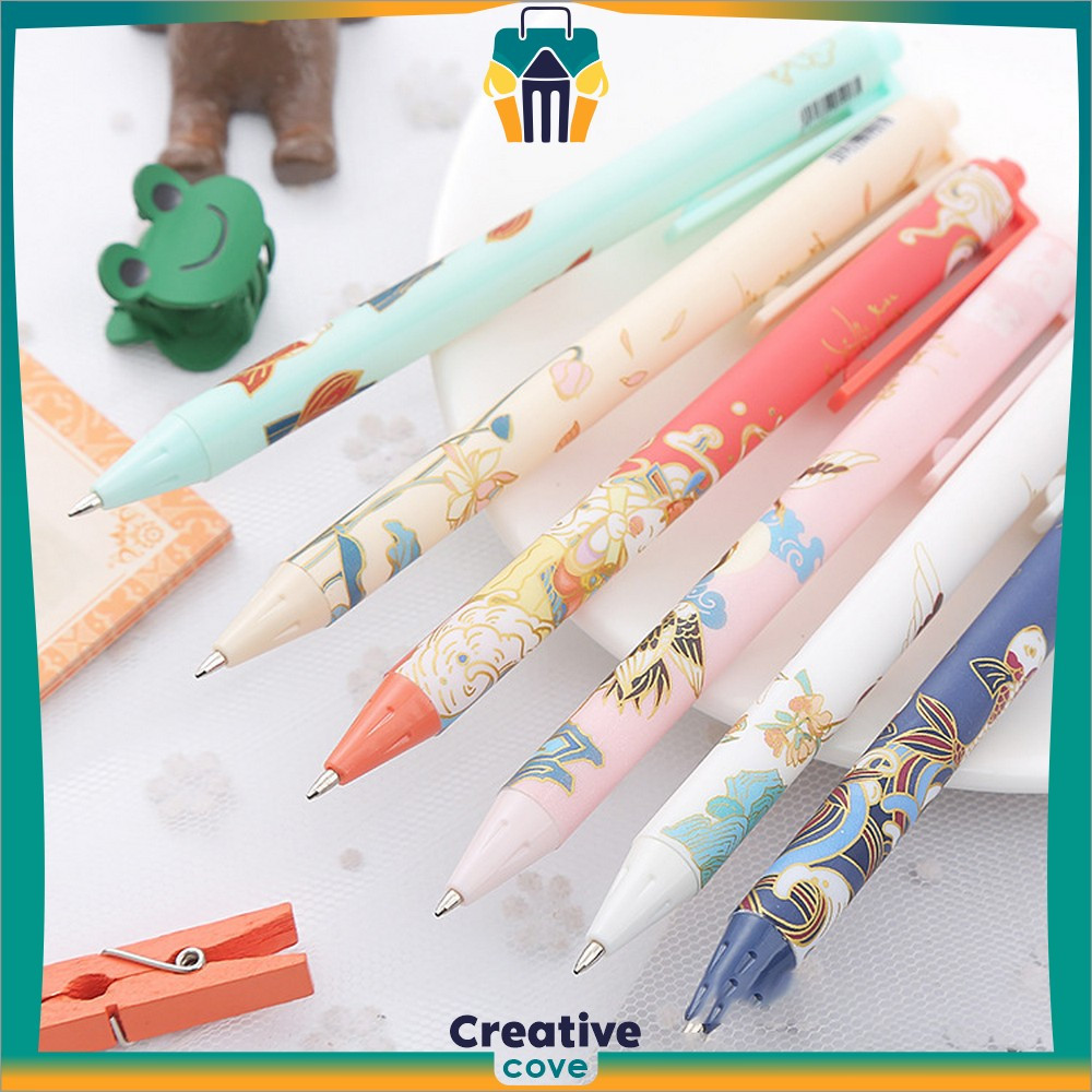 

Pena Bolpoint Stationary Alat Tulis Pelajar Dan Kantor Motif Cartoon Pulpen Mekanik Pen Gel 6PCS Creative Cove A43